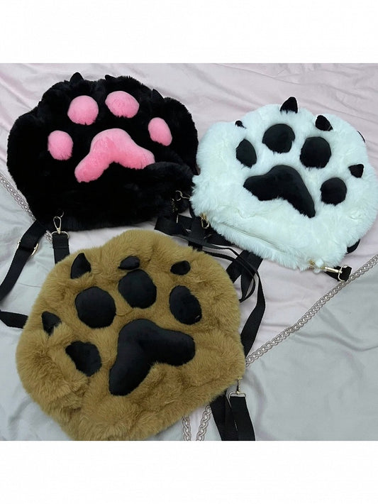 Multicolor Plush Cat Paw Shoulder Bag - Magic Diary