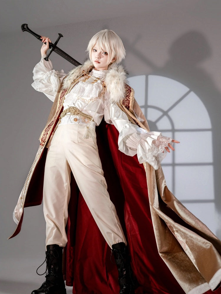 Elegant Ouji Style High Waist Long Pants in Beige - Your Highness