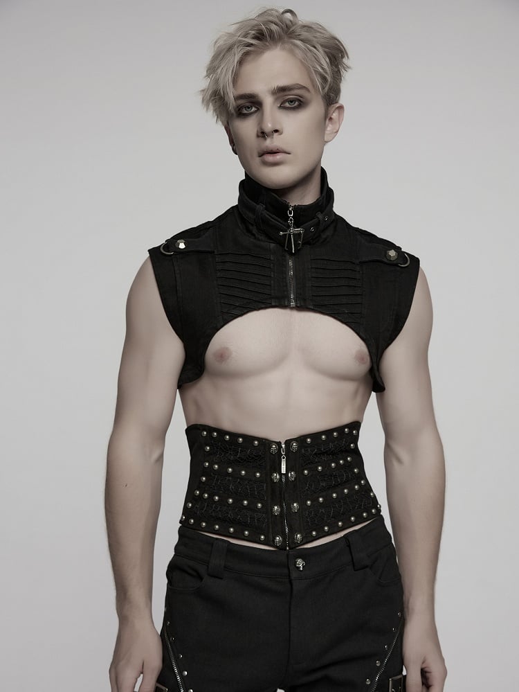 Ultra Vest Short Black Punk Men's Denim