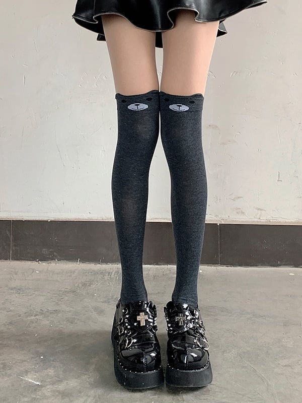 Light Gray/Black Stockings Gray/Dark Cute Pattern