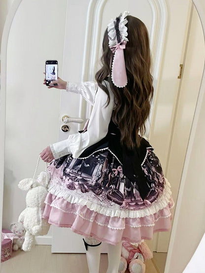 Black and Pink Bunny Ears Hairband