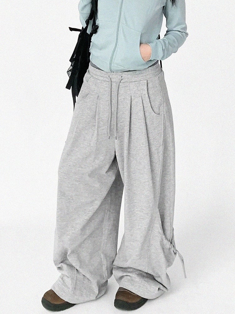 Daily Sweatpants Kwaii with Drawstring Waist Grey Elastic - Covered