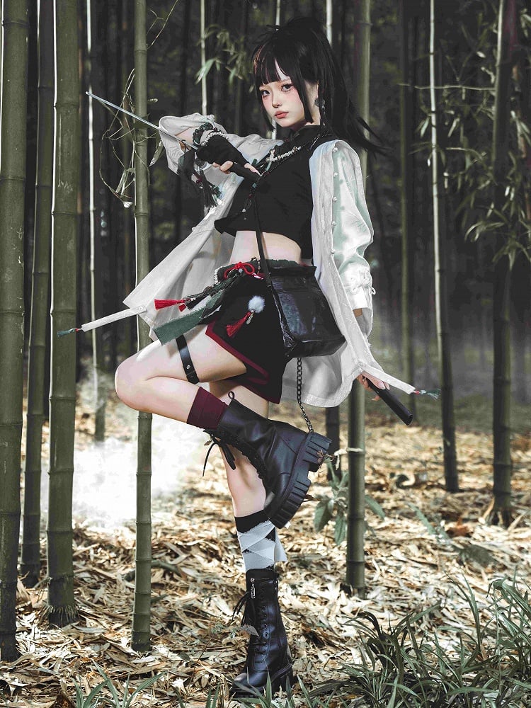 Low with Black Red Waist Cuffs Shorts Trimming