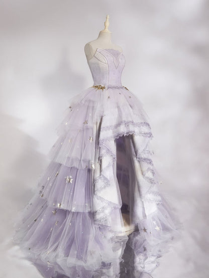 Star Dream Light Purple Sleeveless Top Stars High-low Skirt Set - Nikki Tomorrow