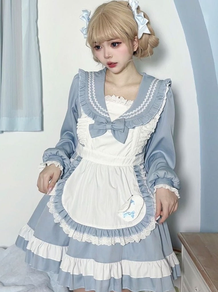 スイートセーラースタイルのカレッジロリータメイドドレス