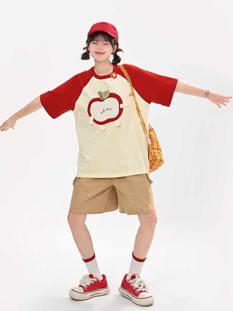 Shorts Khaki Elastischer Bund Gerades Bein Cargo