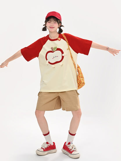 Shorts Khaki Elastischer Bund Gerades Bein Cargo