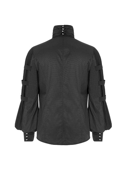 with Necktie Gentleman Shirt Black Steampunk