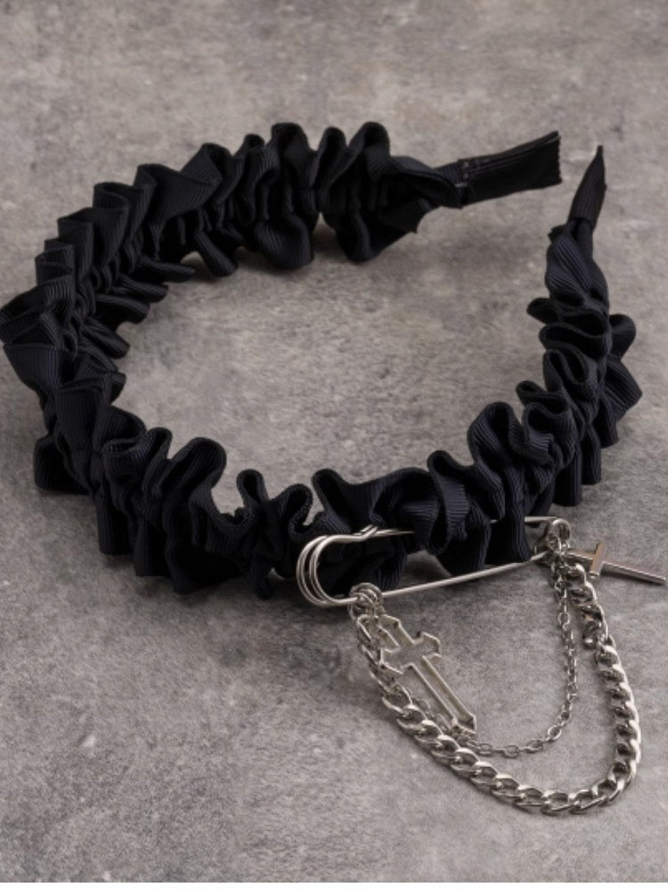 Ruffle Black Pin Decorated Cross KC Design With Trim