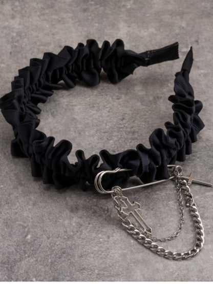 Ruffle Black Pin Decorated Cross KC Design With Trim