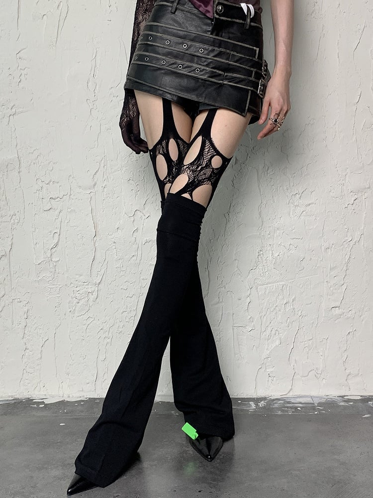 Y2K Tights Black Design Cut-out
