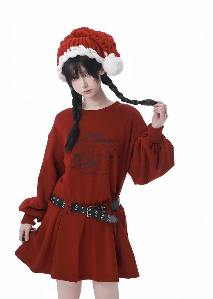 Rotes Weihnachtswelpenkleid mit roten Shorts
