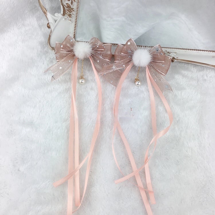 of 2 (Set Hair Starry Bow Fluffy Clips