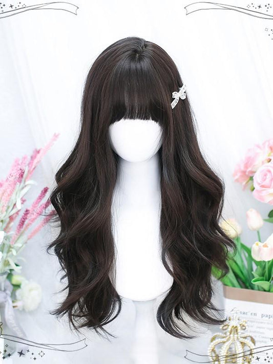 Wig Bangs Black/Brown Wavy With Long