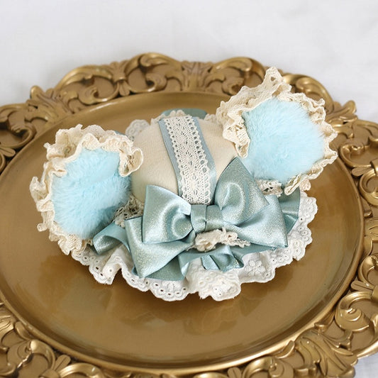 Pink Green Hat Sweet / Bowknot Ear Lolita Coffee Plush Bear Mini