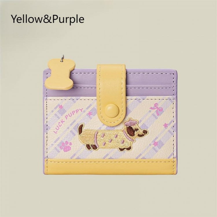 6 Kawaii Embroidery Design Purse Puppy Colors with Coin