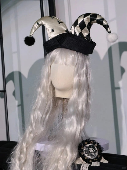 Sweet Accessories Top Skirt Clown Vibes White Sleeves Hi-lo and + Set- Black Puff Circus Full Lolita