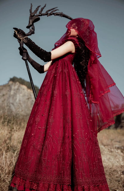 Red Cathedral Empire Waist Dress Gothic Lolita JSK