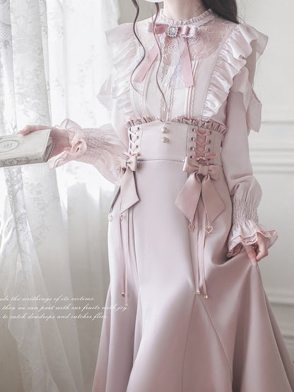 Charm Light Pink Sweetheart Bow Clips with Skirt