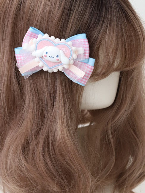 Sweet Bowknot Hairclip Cute Blue Options Pink Lolita Dog 3