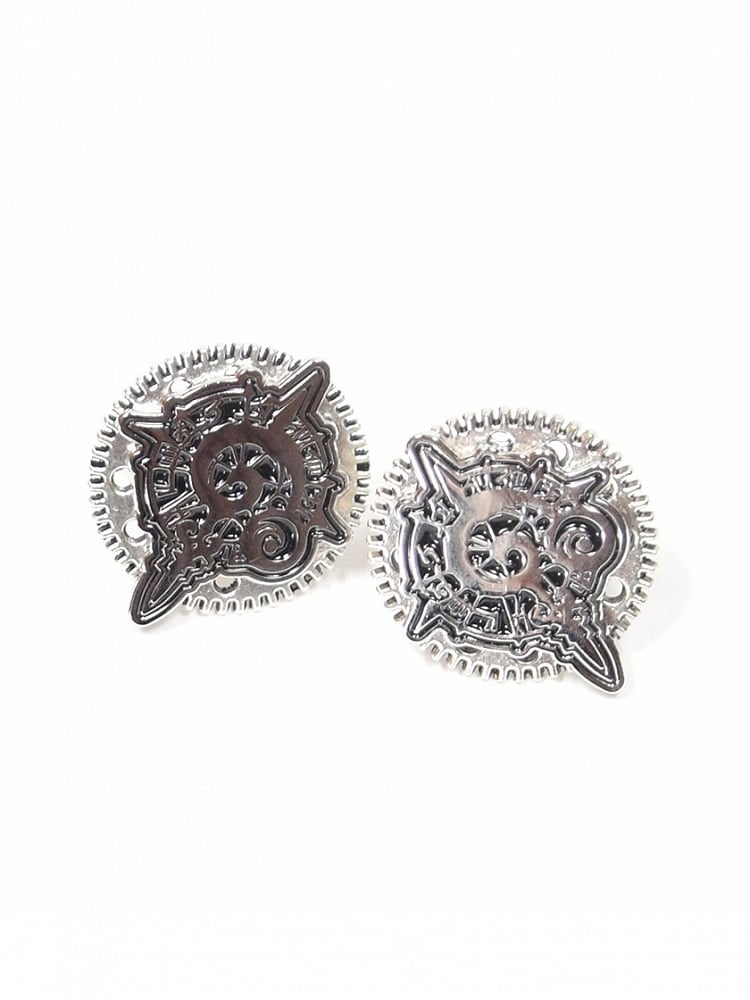 Gear Design Steampunk Cufflinks Silver Badge And