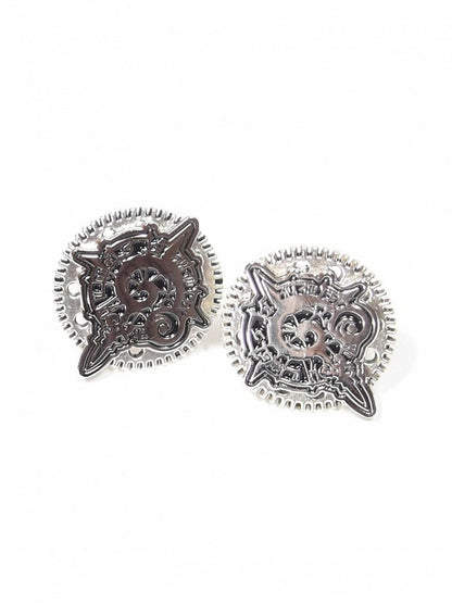 Gear Design Steampunk Cufflinks Silver Badge And