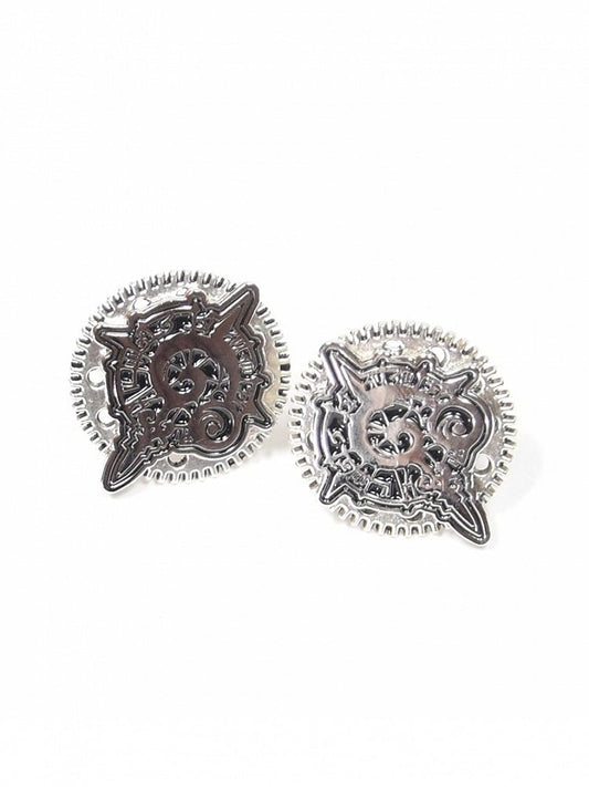 Gear Design Steampunk Cufflinks Silver Badge And