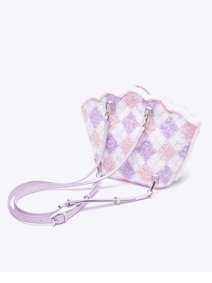 Purple Shell-shaped Plush Backpack With Beads Chain