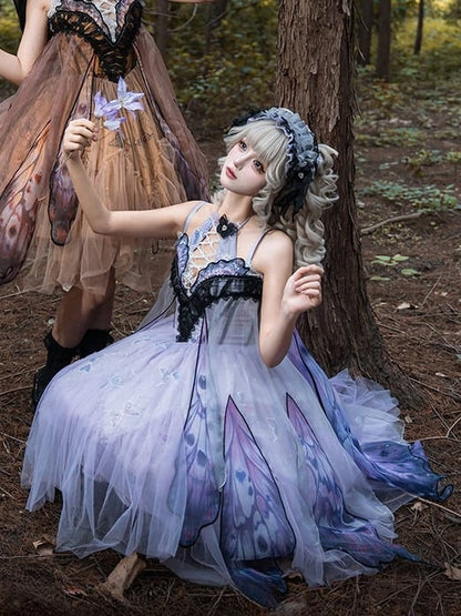 Lace Lolita Hairband Orange Black Purple/Black