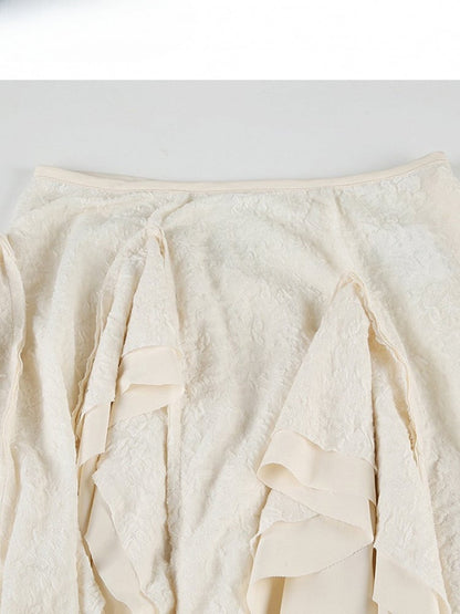 Glockenärmel Saum Weiß Millard Braun + Cardigan Fashion Kleid Asymmetrischer Cami Rock