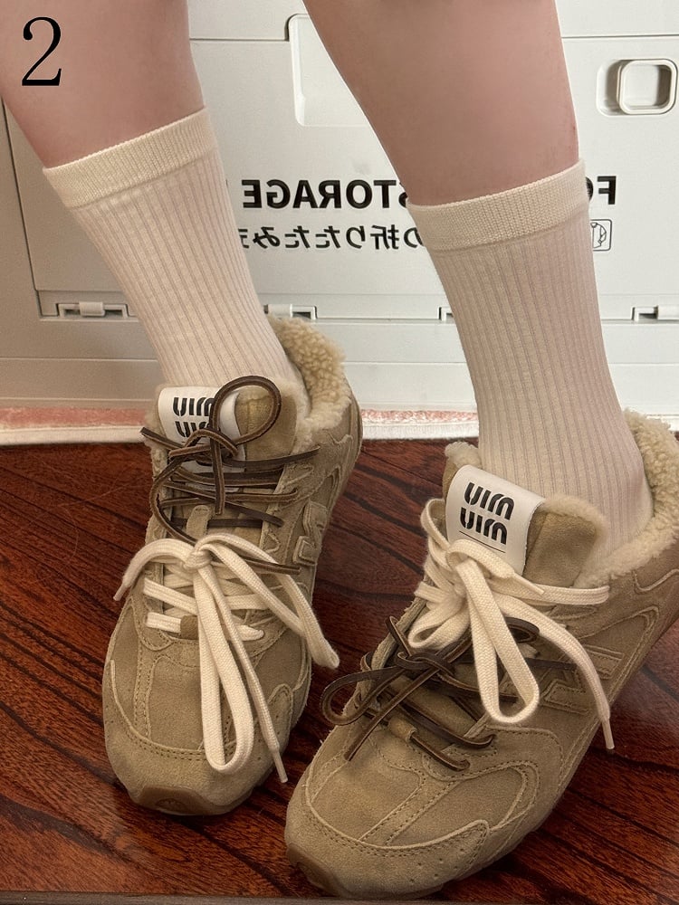 Calf Socks Pattern Striped White Lolita