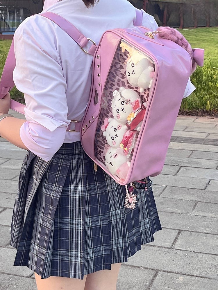 Tail Ita Bag with Display Cute Window Kawaii Leopard Pink Shoulder Charm