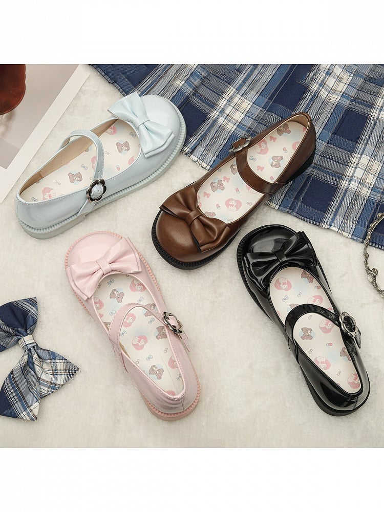 Sweet Lolita Round Toe Buckle Bow Shoes