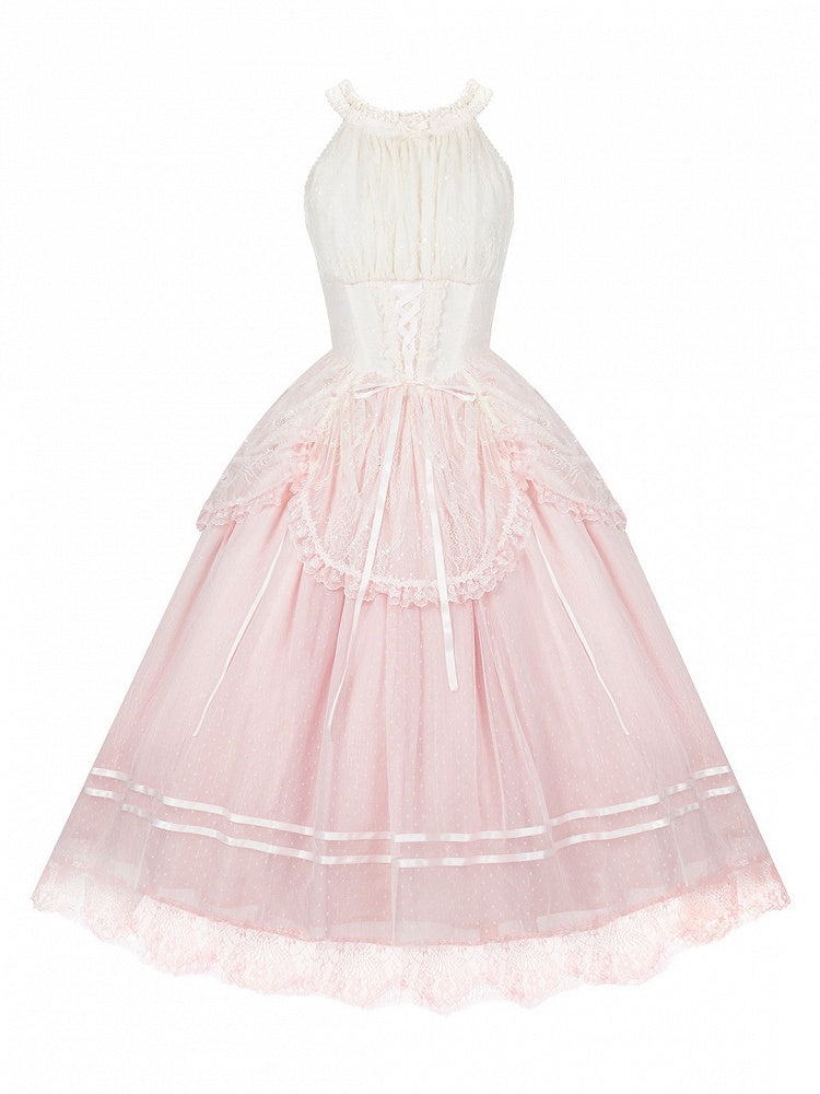 Pink Boned Basque Lolita Halter JSK Dress - With PUJI