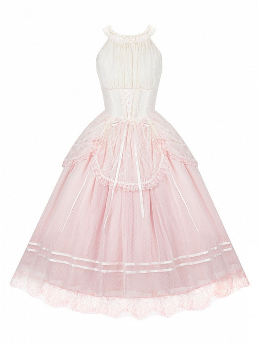 Pink Boned Basque Lolita Halter JSK Dress - With PUJI