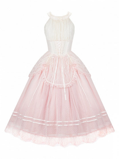 Pink Classic Gradient Lolita JSK Set with Cardigan and Hair Accessories - With PUJI