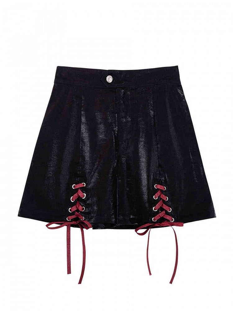Lolita + Shorts Punk Top Skirt Full High-low Red and Set Black Sleeves Overall Sleeveless - Idol