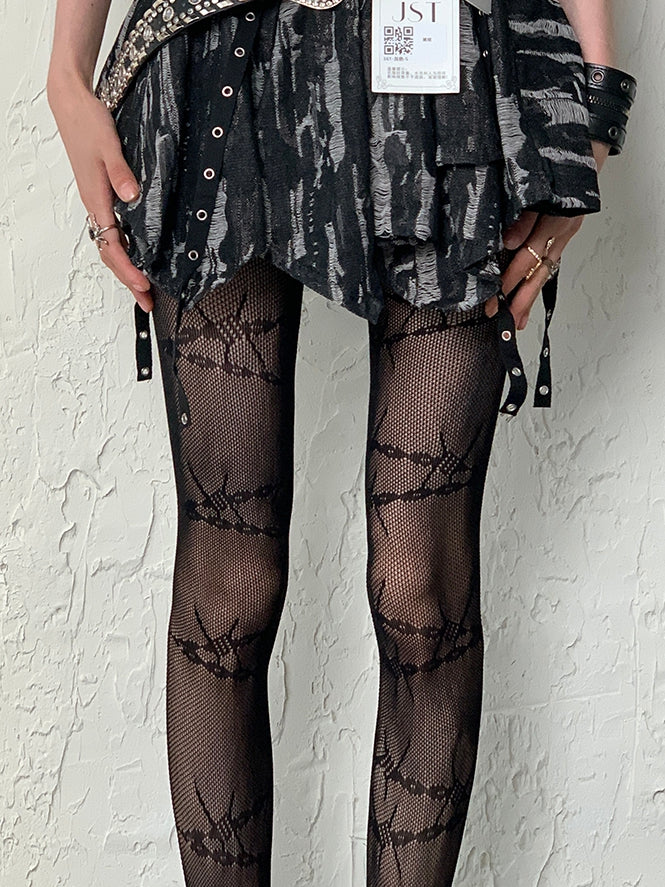 Fashion Pattern Black Wire Gyaru Tights