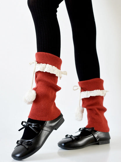 7 Colors Warmers Decorated Pom-Pom Ruffled Leg
