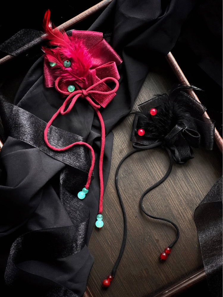 Red / Black / Purple Feather Hairclip