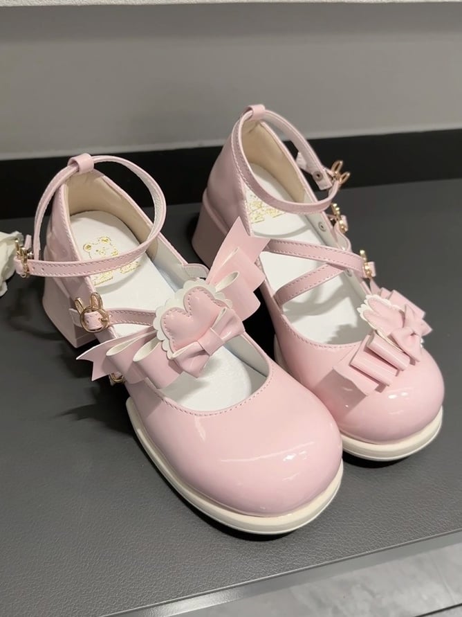 Mid-heel Themed in Pink with PU Bow Theme Rabbit Design Lolita Clasp Detachable Ear Shoes Sweet