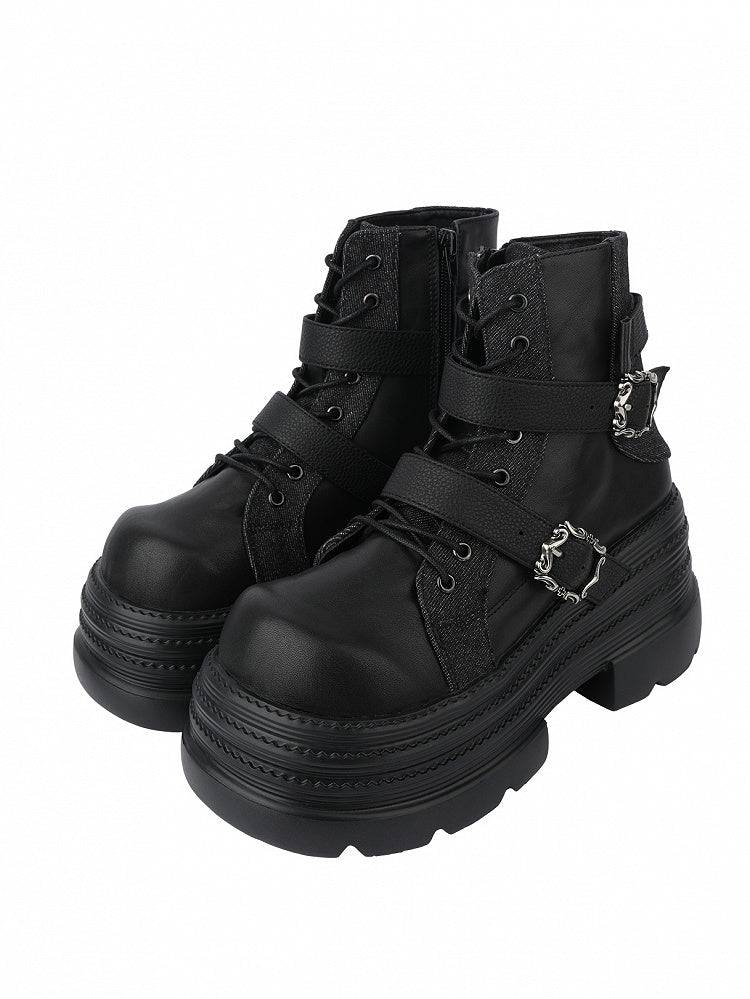 Punk Rock Boots Platform Zipper with Black Inner Ankle
