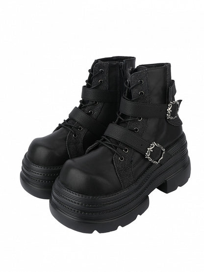 Punk Rock Boots Platform Zipper with Black Inner Ankle