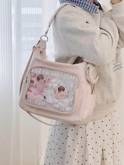 Shoulder Crossbody / Convertible Colors Bag with Badge 7 Charm Strap Ita