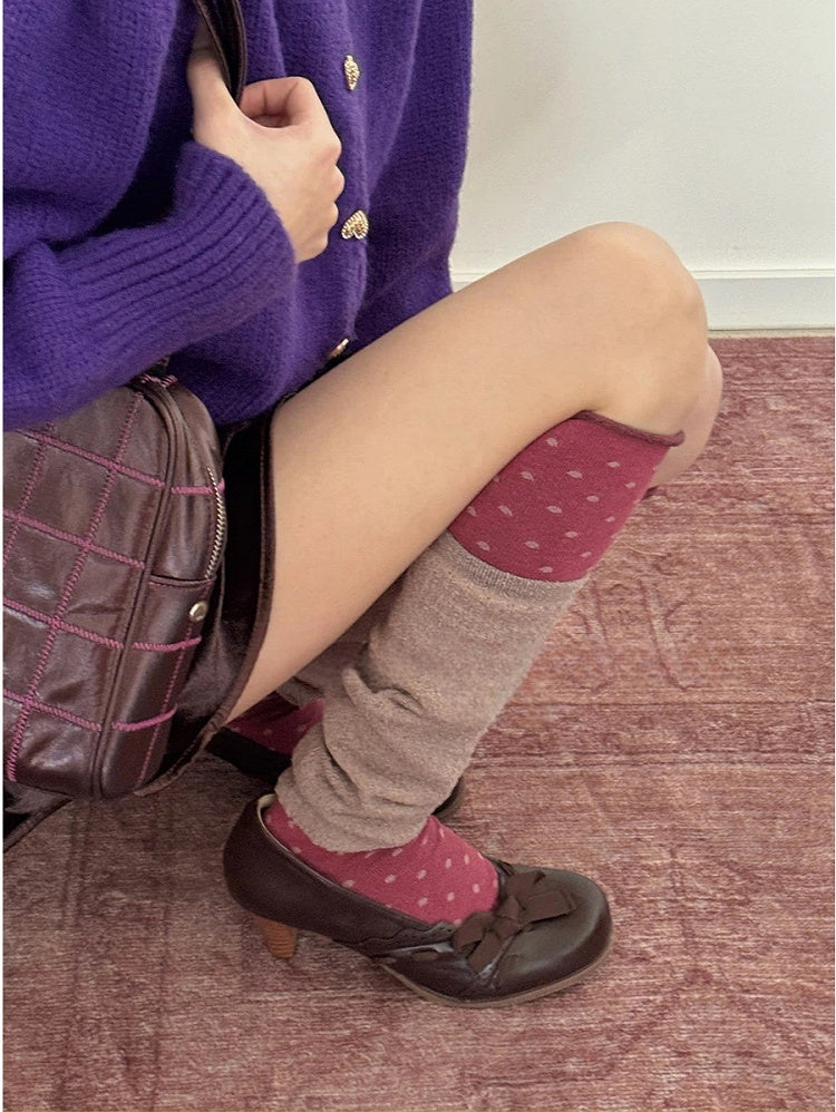 Bas jambières en maille 3 avec motif pois Polka Colors