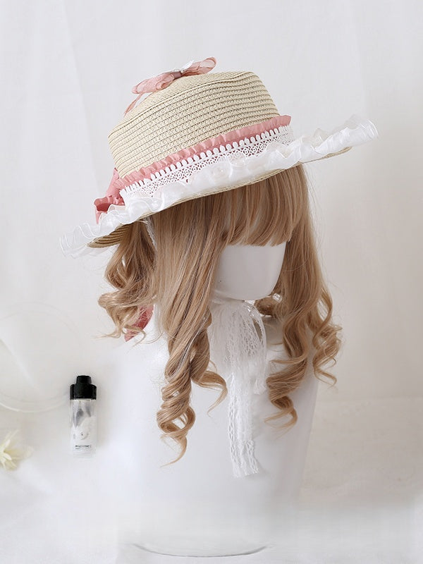 Band Lolita Strass Kei Land Rosa Bowknot Mori Hut Stroh Spitze