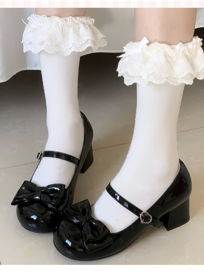 Lolita Janes Style Sweet in Mary Round Black - Toe PU