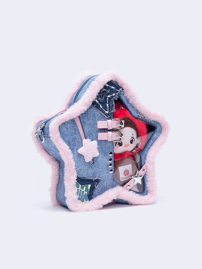 Blue Ita Detail Stud Backpack Trim Star-shaped Plush