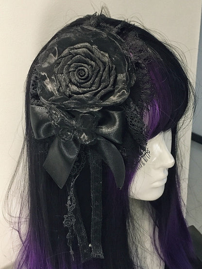 Gothic Black Lolita Floral Hairclip