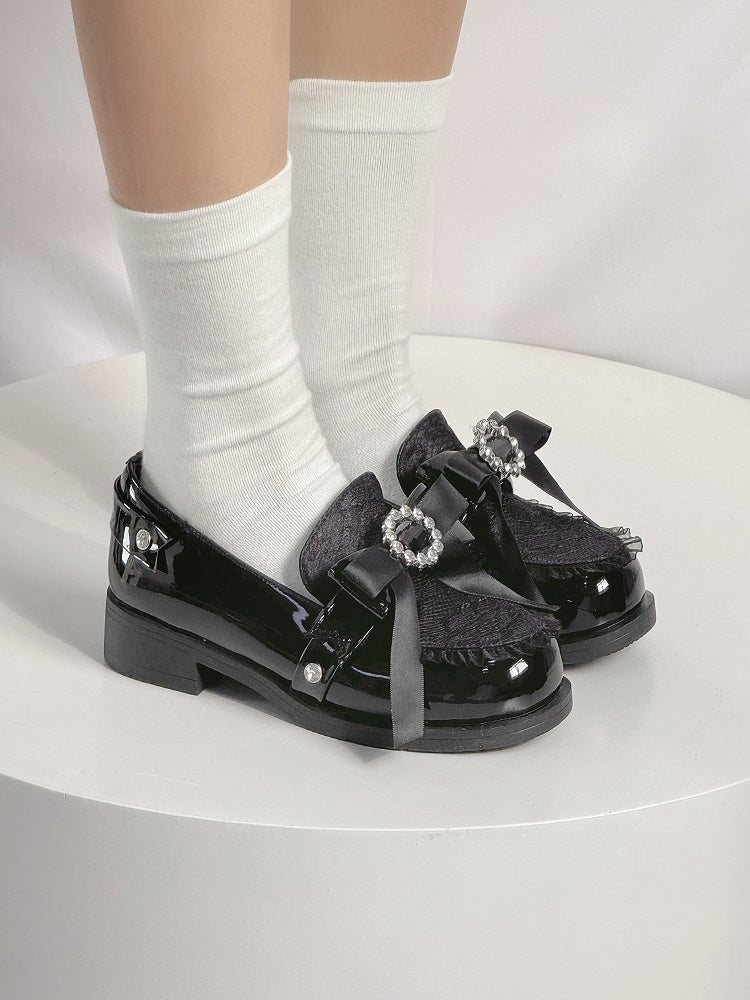 Loafer at Bow Kei Shoes Top Slip-in Fit Black Jirai